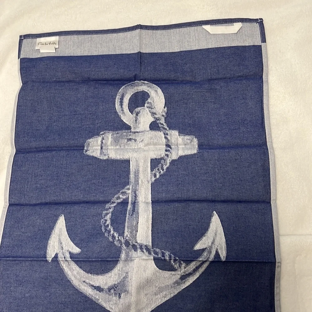 Sur la Table Nautical Kitchen Towel Blue Anchor
